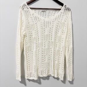 Lascana Open Knit Sweater Womens Size 8/10 Scoop Neck Long Sleeve Lightweight
